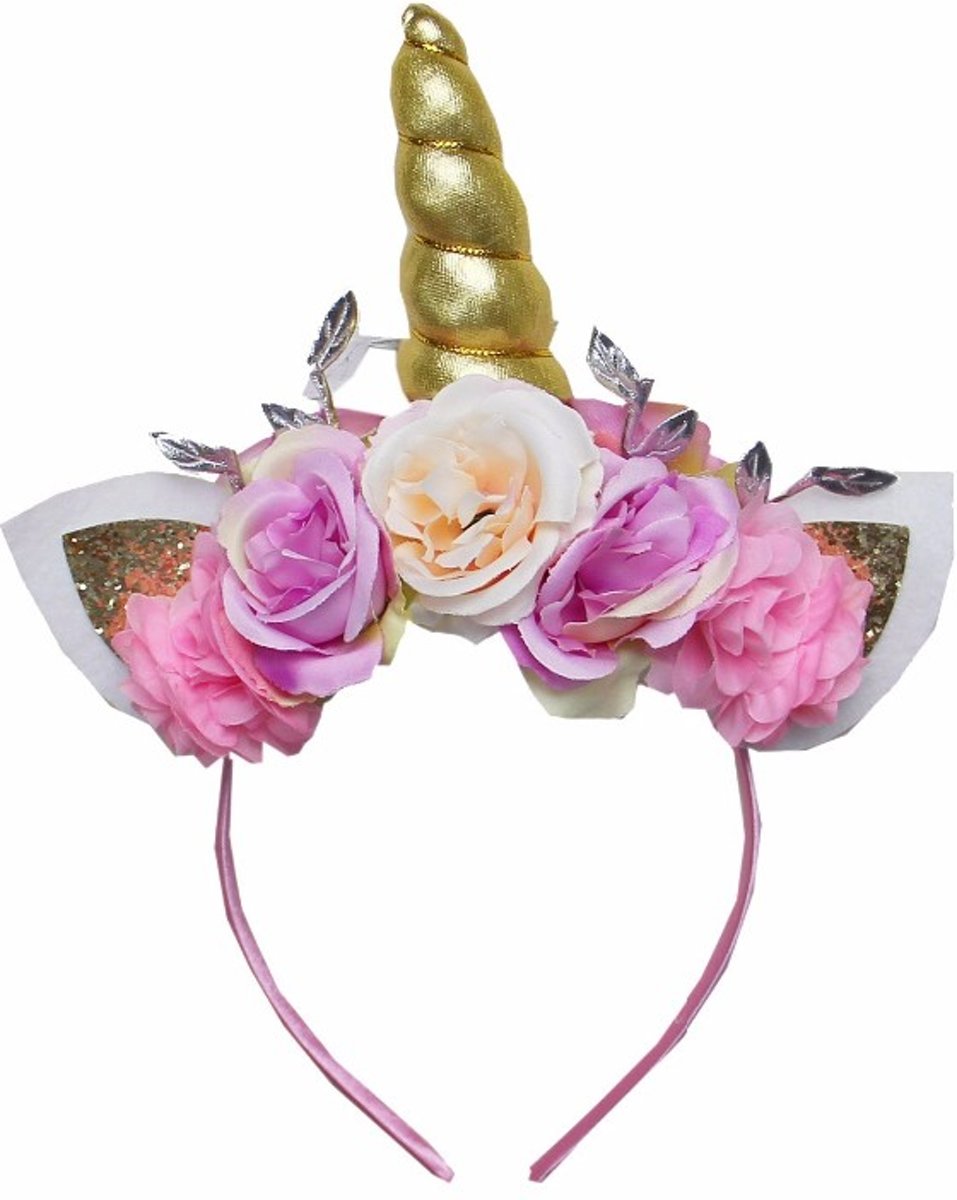 Unicorn diadeem bloemen romantisch | Eenhoorn diadeem romantisch